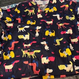 Dog print scrub top